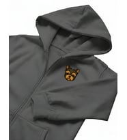 Erkek Yorkshire Terrier Baskılı Oversize Fermuarlı Hoodie (Gri)