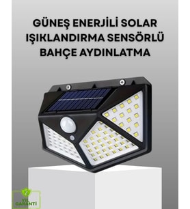 100 LED Solar Lamba Hareket Algılamalı Bahçe Duvar Dış Mekan Aydınlatma