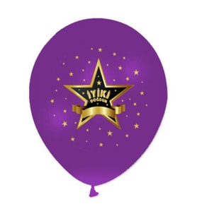 Balon baskılı 12 inc 1+1 iyiki doğdun yıldızlı metalik pk:100-