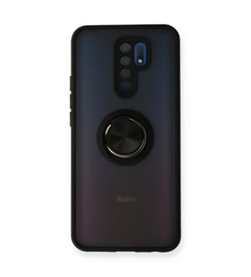 Xiaomi Redmi 9 Kılıf Montreal Yüzüklü Silikon Kapak - Siyah