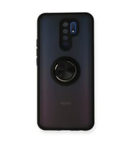 Xiaomi Redmi 9 Kılıf Montreal Yüzüklü Silikon Kapak - Siyah