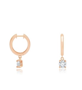Diamond Line-Gülaylar Pembe Altın 14 Ayar Sallantılı Halka Küpe