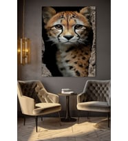 KÜÇÜK YAVRU LEOPAR KANVAS TABLO EV DUVAR SALON OFİS DÜKKAN HEDİYELİK DEKARASYON SÜSÜ (Çok Renkli)