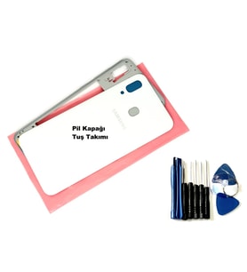 Tkgz Samsung Galaxy A30 A 305 Full KASA Arka Pil Batarya Kapağı (TAMİR SETİ) BEYAZ