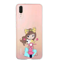 Huawei P20 Uyumlu Kapak Vespagirl Tasarımlı Şeffaf Silikon Kılıf