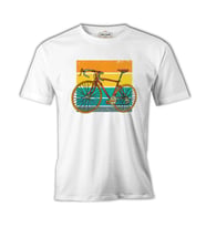 A Bicycle on the Vintage Colorful Background Beyaz Erkek Tshirt