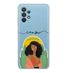 Samsung Summer Lady Tasarımlı Şeffaf Telefon Kılıfı