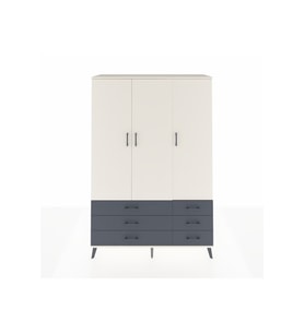 Hyperion Dolap 5 Raflı 6 Çekmeceli Tek Askılı 132x44x195 Aytaşı-Aytaşı/Antrasit