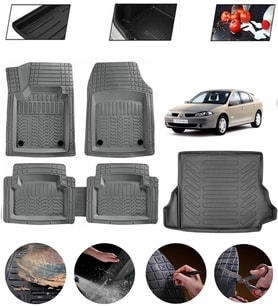 Renault Laguna 2 2001-2007 Uyumlu Paspas Araca Özel Bagaj Havuzu MBS Gri