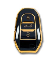 Peugeot 5008 3008 Citroen C3 C4 Smart Siyah Oto Anahtar Kumanda Kabı Kılıfı Oto Anahtarlık