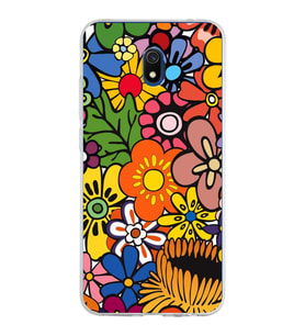 PrintiFy Xiaomi Redmi 8A ile Uyumlu 1mm Slim Fit Retro Renkler 2 Baskılı Şeffaf  Kılıf