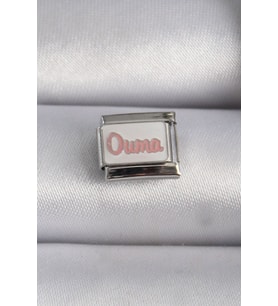 316L Çelik Gümüş Renk Beyaz Pembe Ouma İşlemeli Nomination Charm