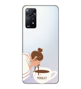 Redmi Note 11 Pro Uyumlu Kahve Tasarımlı Şeffaf Telefon Kılıfı