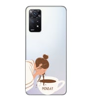Redmi Note 11 Pro Uyumlu Kahve Tasarımlı Şeffaf Telefon Kılıfı