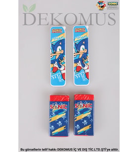 DEKOMUS İLE LİSANSLI SONIC 4'LÜ KIRTASİYE SETİ 2 ADET 0.7 MM UÇ VE 2 ADET SİLGİ