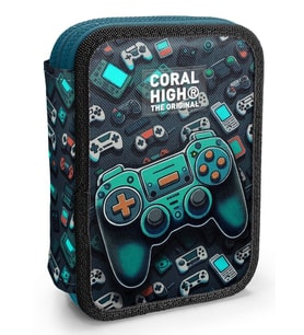 Coral High Erkek Çocuk Organizer Kalemlik/Kalem Çantası - Nefti Yeşil Oyun Konsolu (Çok Renkli)