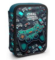 Coral High Erkek Çocuk Organizer Kalemlik/Kalem Çantası - Nefti Yeşil Oyun Konsolu (Çok Renkli)
