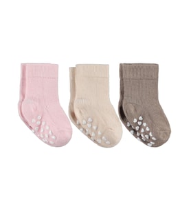 Civil Baby Kaydırmaz Kalp Baskı 3'lü 6-18 Ay Bebek Kız Çorap Set - Standart