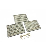 Bern Model Süet Kumaş Krem Renk 34/24 cm 3 Lü TakımTakı Sergileme Standı