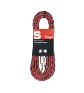 STAGG ENSTRÜMAN KABLOSU ÖRGÜ SARGILI 3METRE KIRMIZI SGC3VT RD