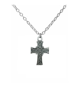 Kelt Sembolü Haç Figürlü Unisex Kolye – 60 cm Zincirli, Antik & Gotik Takı (Gümüş)