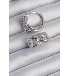 Pirinç Gümüş Renk Zirkon Taşlı Samanyolu Küpe TJ-BKP9199