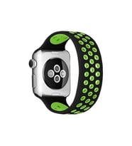 Apple Watch 38mm Ayarlı Delikli Silikon Kordon - Siyah-yeşil