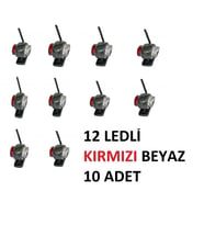 MİNİ TAKOZ LAMBA 12 LEDLİ KIRMIZI  BEYAZ 10 ADET YÜKSEK IŞIK