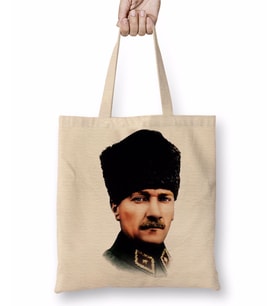 Mustafa Kemal Atatürk 06 Bez Çanta Uzun Saplı