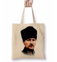 Mustafa Kemal Atatürk 06 Bez Çanta Uzun Saplı