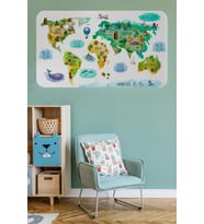 Eğitici Dünya Haritası Dünya Atlası Çocuk Ve Bebek Odası Duvar Sticker -60x105-3807