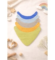 Enhitbaby %100 Pamuk Sıvı Geçirmez Oval Fular Önlük 5'li Set (Mavi)