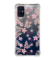 Samsung Galaxy M31s  Köşe Korumalı Antişok Kapak Floral Kırmızı Tasarımlı Şeffaf  Kılıf