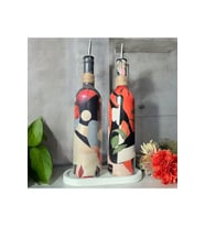 Yerli Kadın Desenli Yağdanlık Seti, Sosluk ve Sirkelik Seti, 750 ml Zeytinyağı Sıvıyağ Şişesi Set (Çok Renkli)
