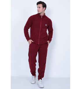 Lukitus Fermuarlı Polar Erkek Eşofman Takımı (Bordo)