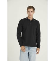 Erkek %80 Pamuk Polo Yaka Sweat-Shirt Modern Tasarım (Siyah)