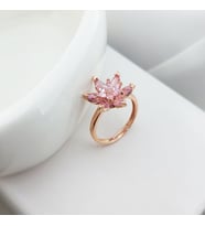 Vaoov 925 Ayar Gümüş Pembe Lotus Yüzük (Rose)