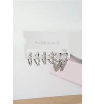 Kadın Vip Seri Baget Zirkon Taşlı Kalp Model Klipsli 6'lı Set Küpe
