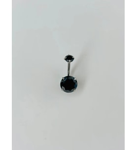 Siyah Taşlı Göbek Piercing - Pg0021