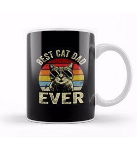 Best Cat Dad Ever Cat Dad Father Vintage Gift Kupa Bardak Porselen