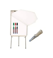 70x100 cm Çerçeveli Laminat Flip Chart, Teleskopik Ayak, 3 Renk Kalemler