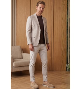 Beyaz-Kiremit Mono Yaka Örme 6 Drop Slim Fit Ceket 1002260153