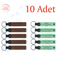 A Kahve & Yeşil, Unutulmaz Doğum Günü Hatırası, 10'lu Set, Kişisel Mesajlı Hediyelik Anahtarlık