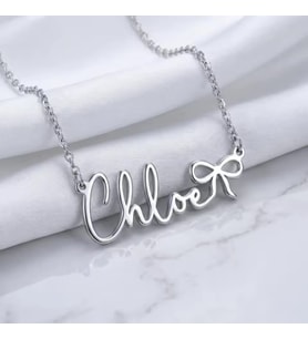 Kişiye Özel Minimal Fiyonk İsim Kolye 925K Gümüş