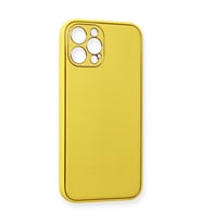 İphone 12 Pro Max Kılıf Coco Deri Silikon Kapak - Sarı