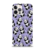 Apple iPhone 12 Pro Max Uyumlu Lansman Kılıf Panda Tasarımlı İçi Kadife Kapak-Lila (Şeffaf)