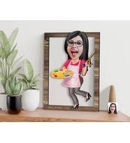 BK Gift Kişiye Özel Kadın Ressam Karikatürlü 3D Ahşap Tablo, Sevgiliye Hediye, Arkadaşa Hediye, Yıl Dönümü Hediyesi, Doğum Günü Hediyesi-1