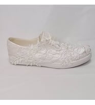 Berush Bride 920 Serisi  Dolgu Topuk Boncuk Güpürlü Gelinlik Ayakkabısı (Sedef)