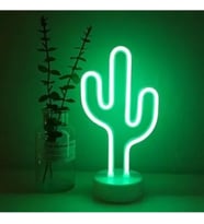 Neon Işıklı Kaktüs Masa Gece Lambası