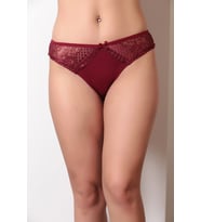 Dantel ve Fiyonk Detaylı Kadın Günlük Külot Bordo
